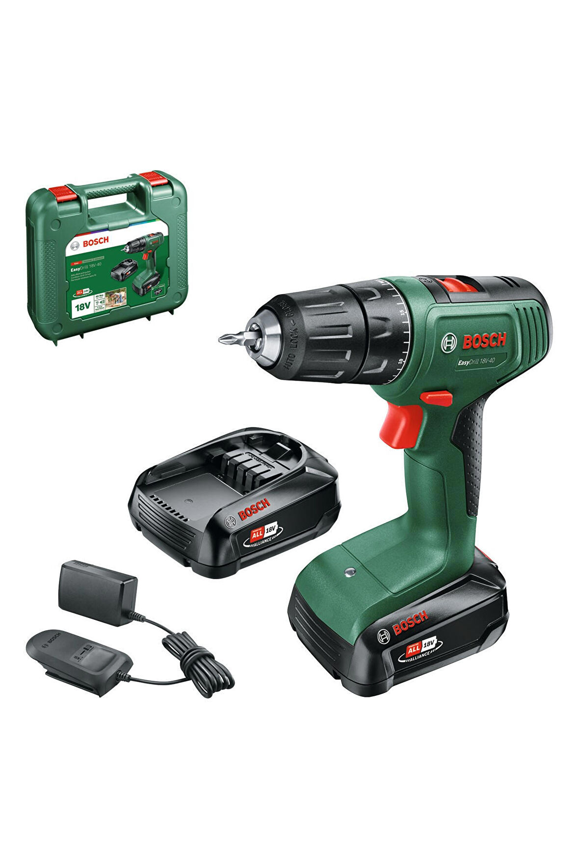 Bosch 06039D8005 18 Volt Yeşil Çift Akülü Matkap Seti