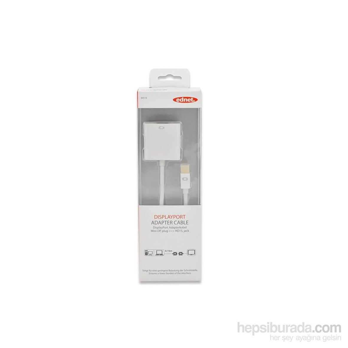 Ednet DisplayPort - VGA Erkek-Dişi 0.15M Siyah Adaptör Kablosu