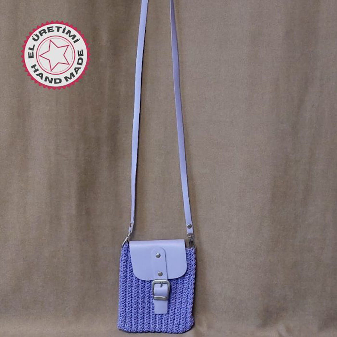 Uretti - Özlem 9422 6815 El Örgüsü Deri Kapaklı Makrome İp Kadın Omuz Çantası