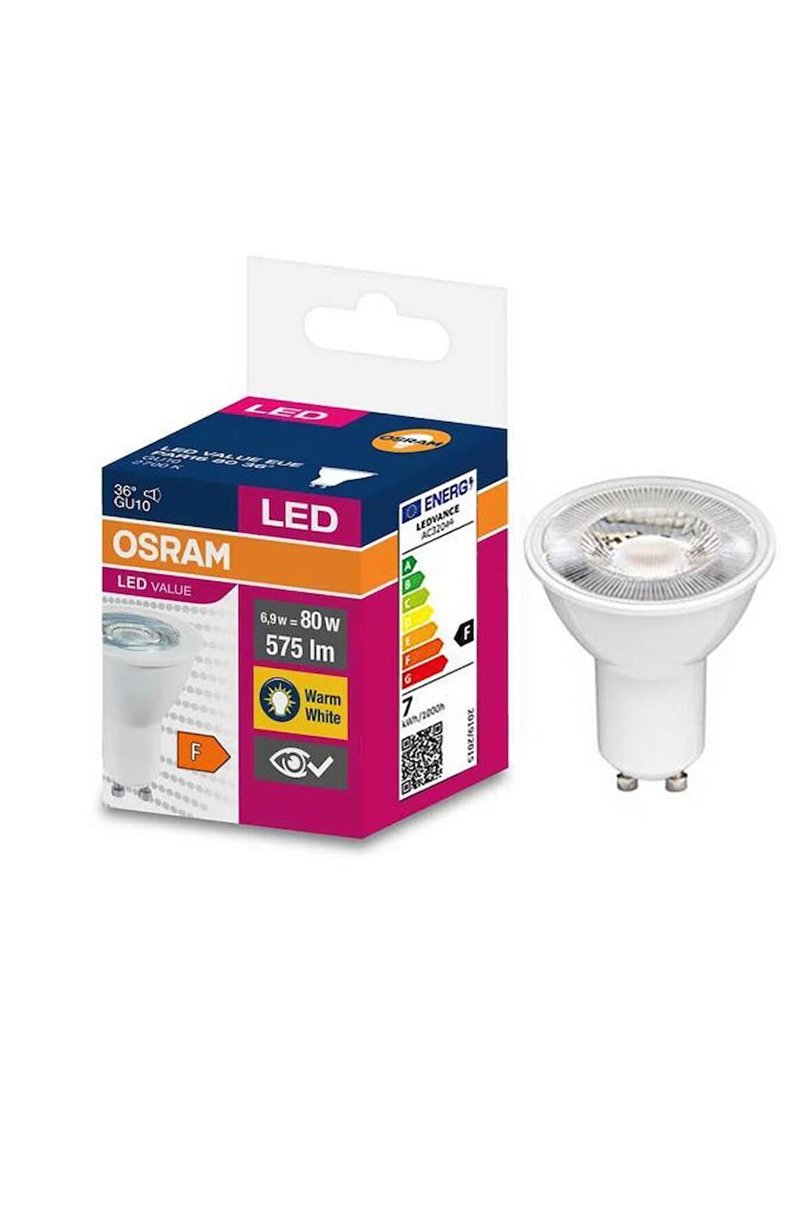 Osram Ledvalue 6,9W(80W) Par16 Led Spot Ampul Sarı 2700K - GU10 Duy