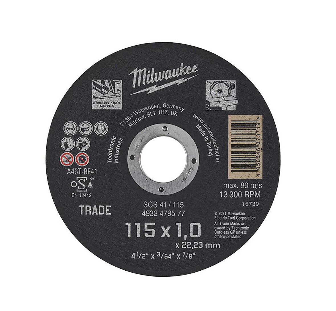 Milwaukee Scs 41 İnox Kesme Taşı 115x1.0mm 10Lu