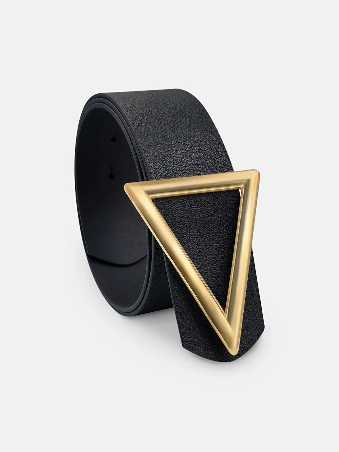 Üçgen Gold Tokalı Siyah Kadın Kemer