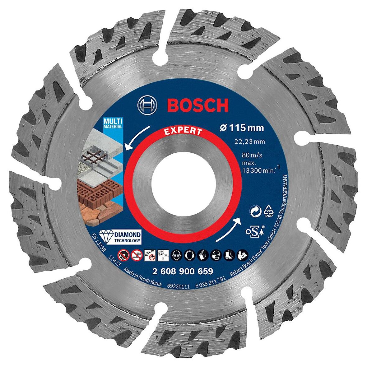 Bosch EXPERT MultiMaterial Elmas Kesme Diski 115 x 22,23 x 2,2 x 12 mm - 2608900659