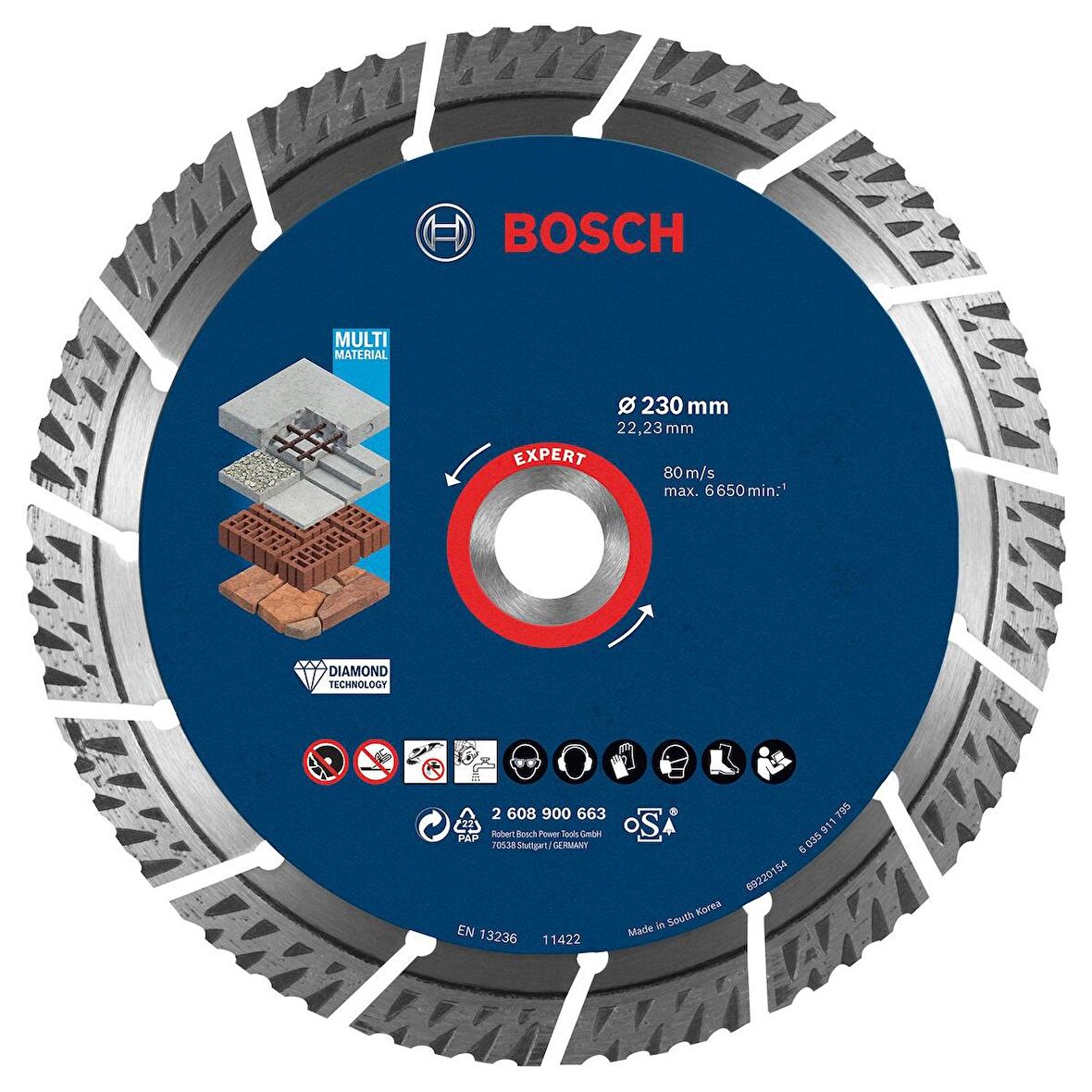 Bosch EXPERT MultiMaterial Elmas Kesme Diski 230 x 22,23 x 2,4 x 15 mm - 2608900663