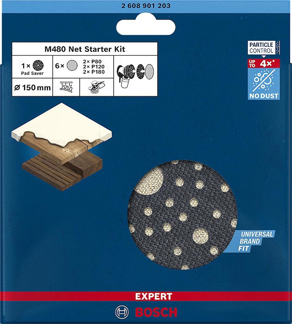 Bosch Expert M480 Ağ Zımpara Seti (1xKoruyucu, 2xP80, 2xP120, 2xP180) 125 mm - 2608901203