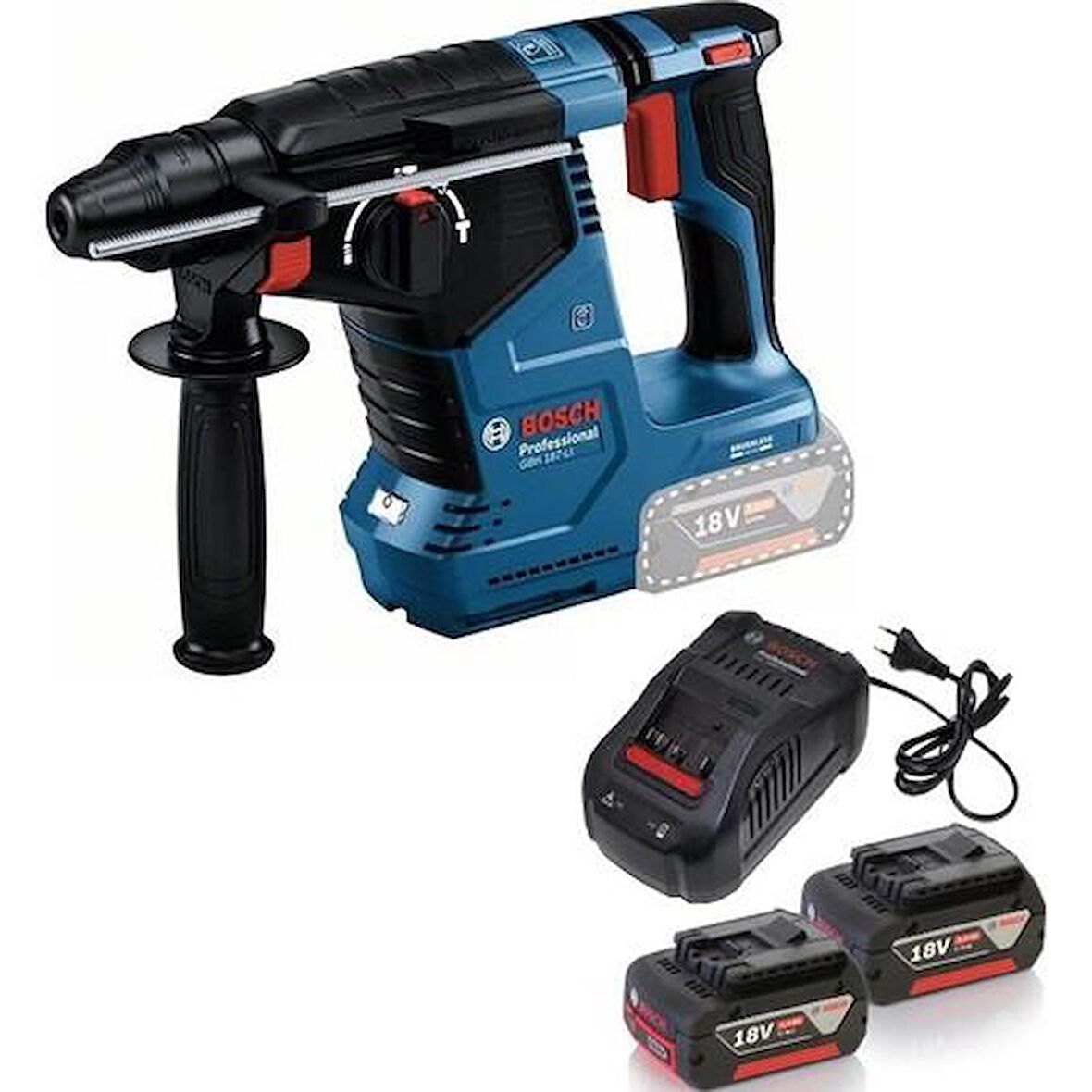 Bosch Professional GBH 187 LI Akülü Kırıcı Delici 18 Volt Çift Akülü