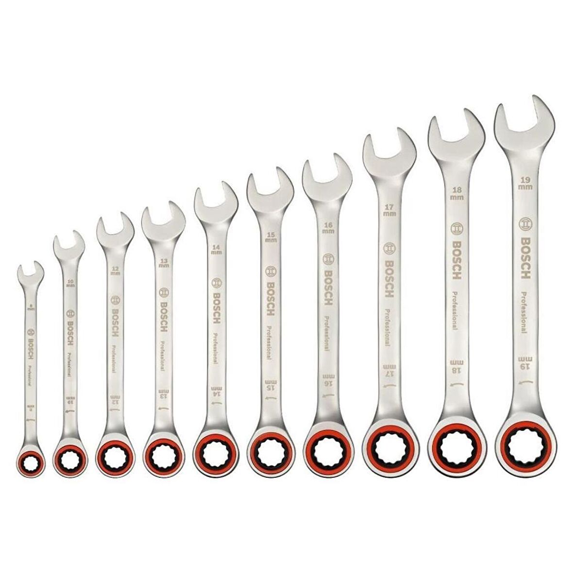 Bosch Professional Cırcır Anahtar Seti 10 Parça (8,10,12,13,14,15,16,17,18,19) 1600A02AU0 