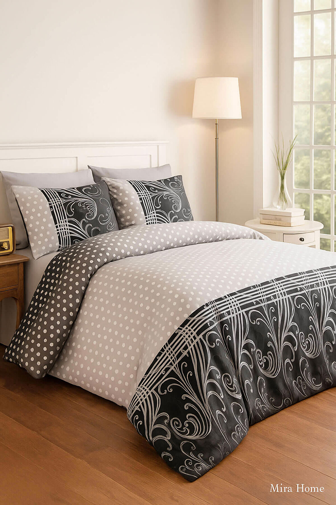 Çift Kişilik Nevresim Takımı Pamuklu Siyah İnci