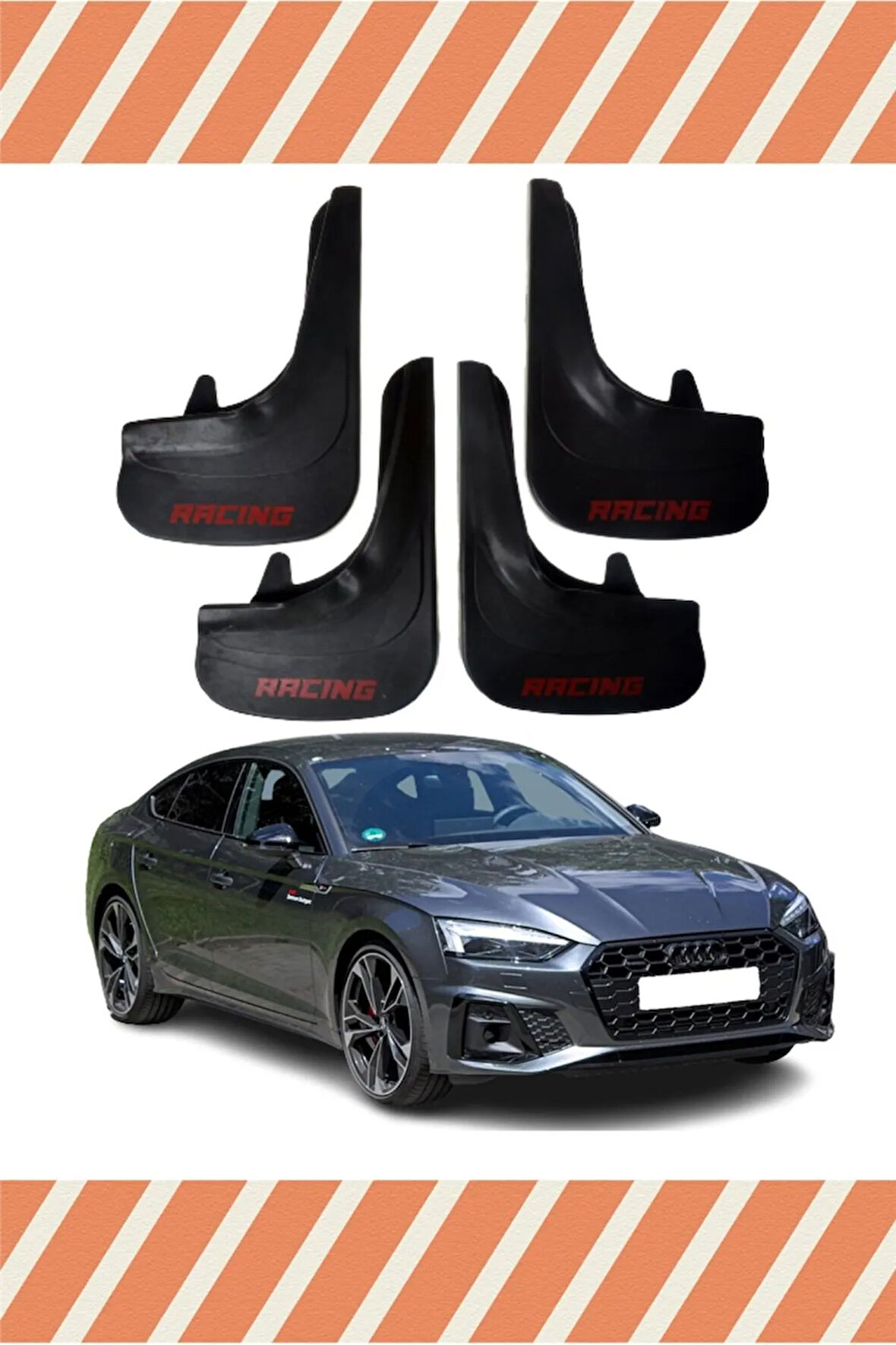 Audi A5 Racing yazılı 4’lü tozluk çamurluk paçalık spor görünüm