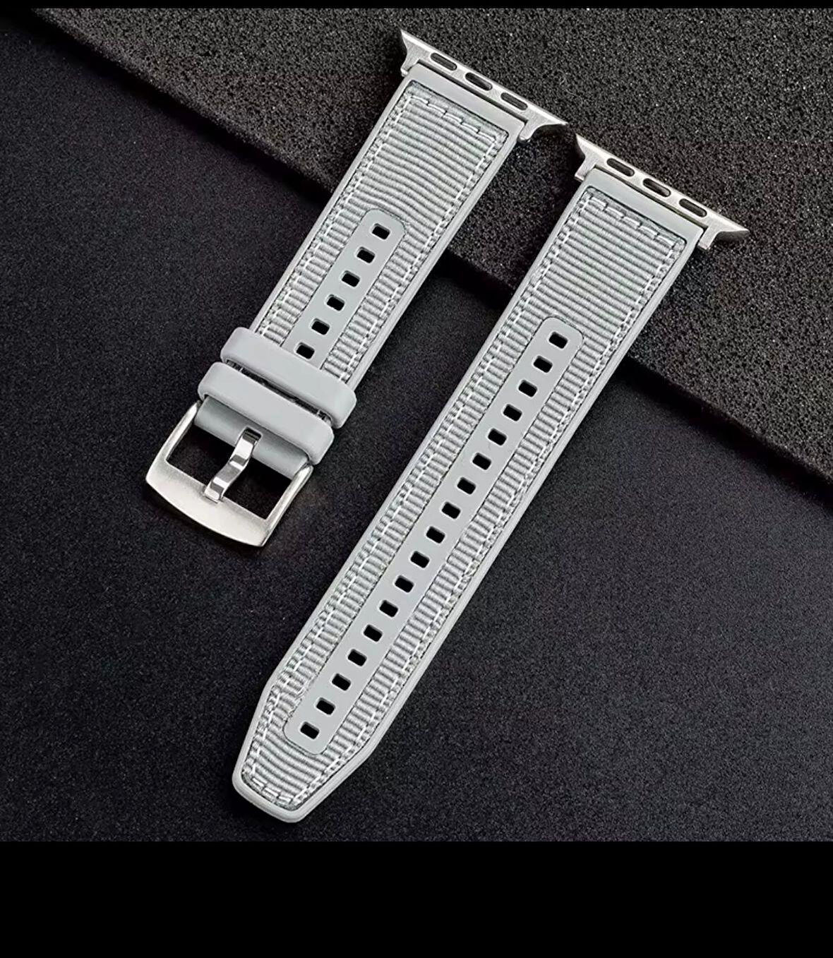 Apple Watch 42/44MM Dikiş Desenli Dokuma Silikon Kordon