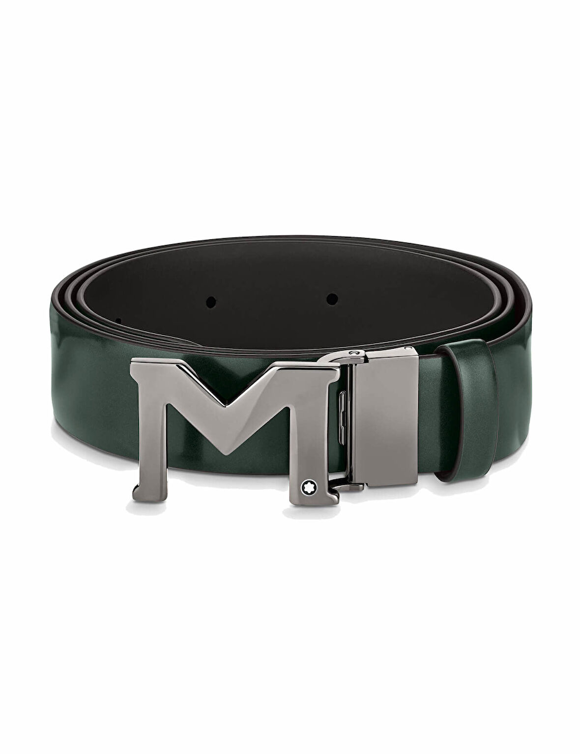 Montblanc M Tokalı Yeşil-Kahverengi 35 mm Çift Taraflı Deri Kemer 129444