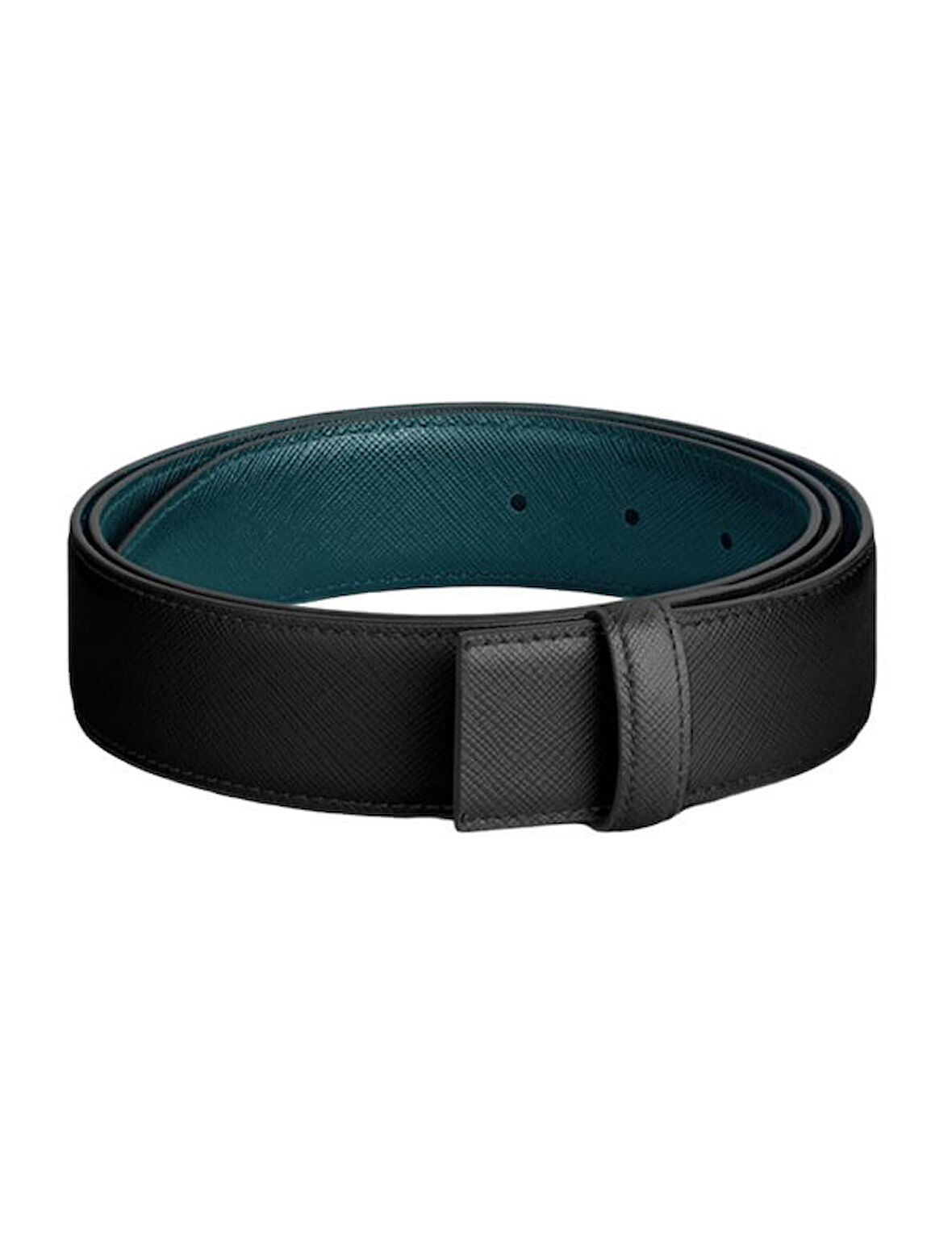 Montblanc Çift Taraflı Kıbrıs Mavi  Siyah Deri Kemer (Tokasız) 199116