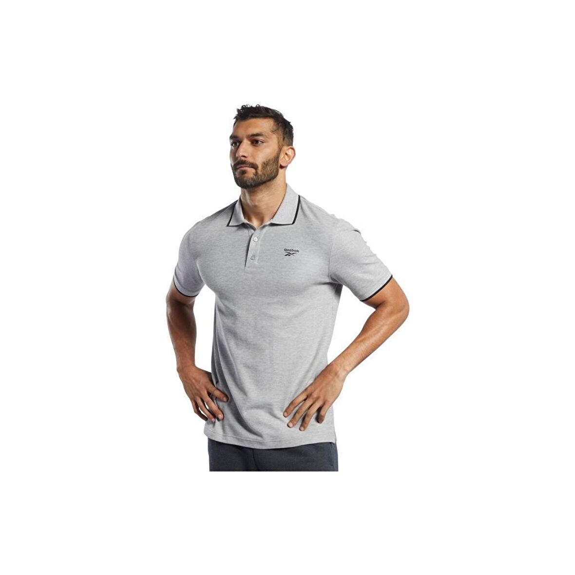 Reebok FQ4219 TE Erkek Gri Polo Tişört