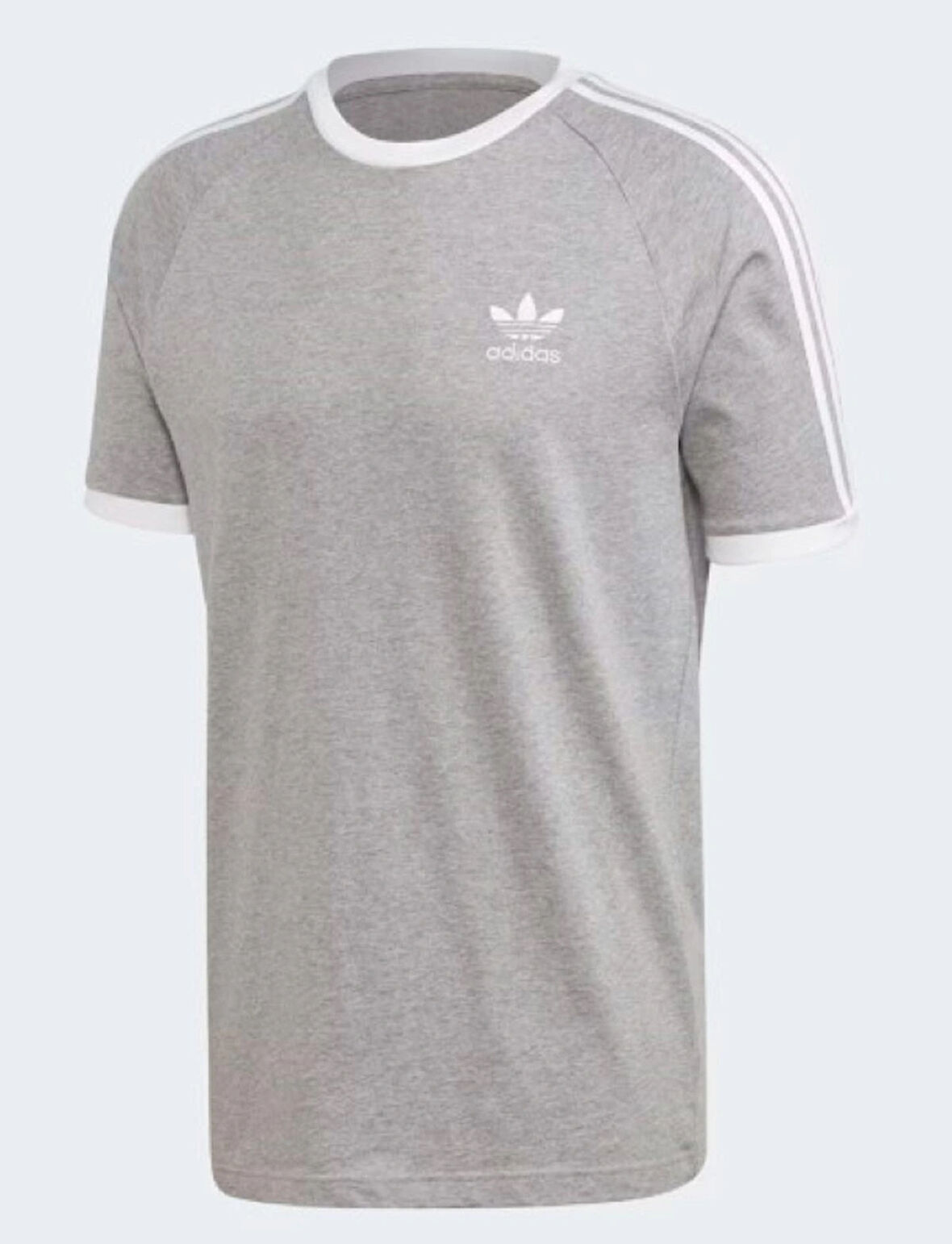 ADİDAS FM3769 GRİ BEYAZ ÇİZGİLİ  TSHİRT