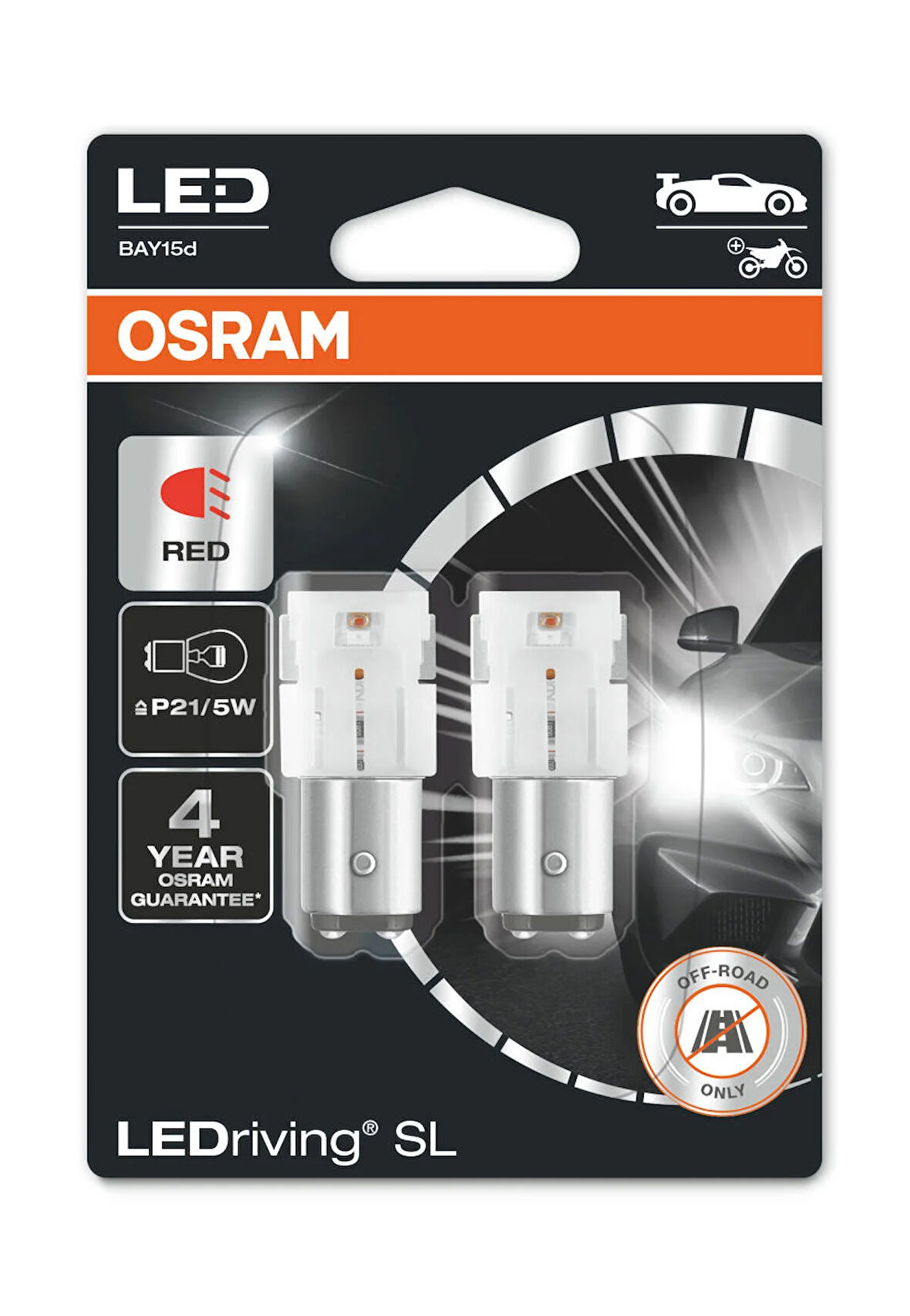 Osram Çift Duy Kırmızı 1016 Led Stop Ampulü LEDriving SL 7528DRP.02B (2'li Paket)