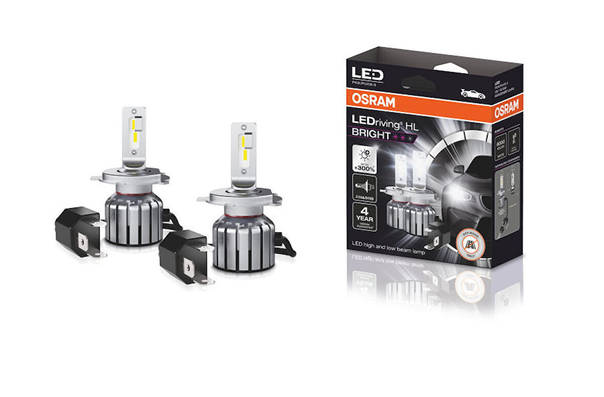 Osram H4 Led Xenon Kit %300 Fazla Işık / 4 Yıl Garantili 12v (2 Adet Far Için)