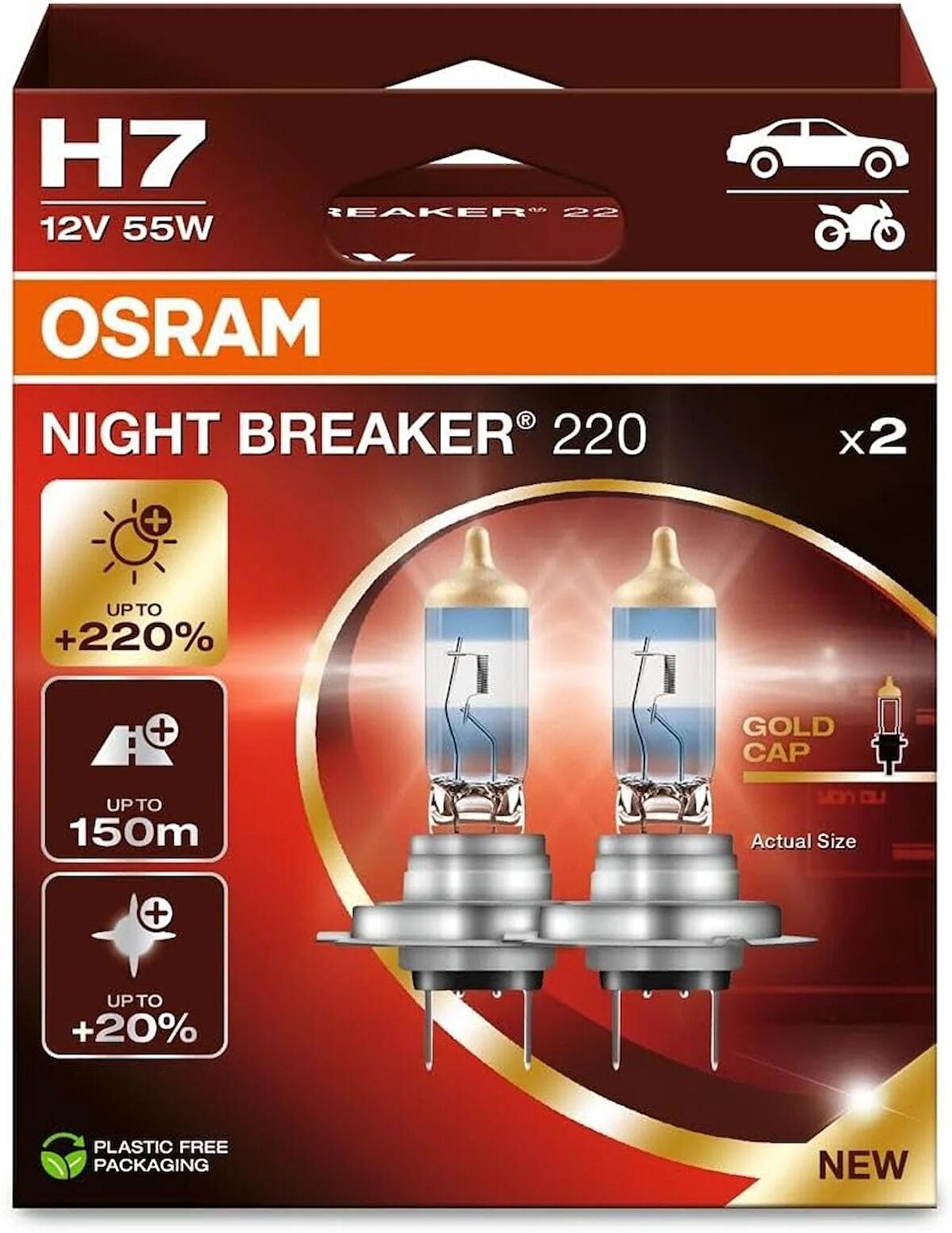 Osram H7 Night Breaker 220 12V %220 Fazla Işık (1 Takım-2 Ad.)