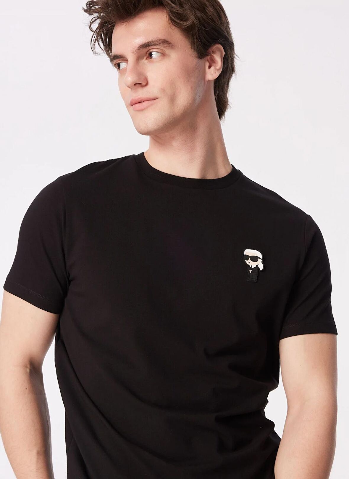 KARL LAGERFELD Bisiklet Yaka Siyah Erkek T-Shirt 755027500221
