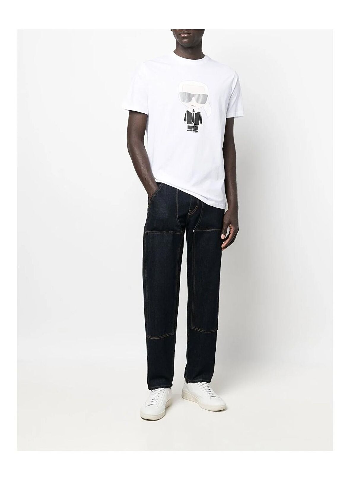 KARL LAGERFELD Bisiklet Yaka Beyaz Erkek T-Shirt 755071500251