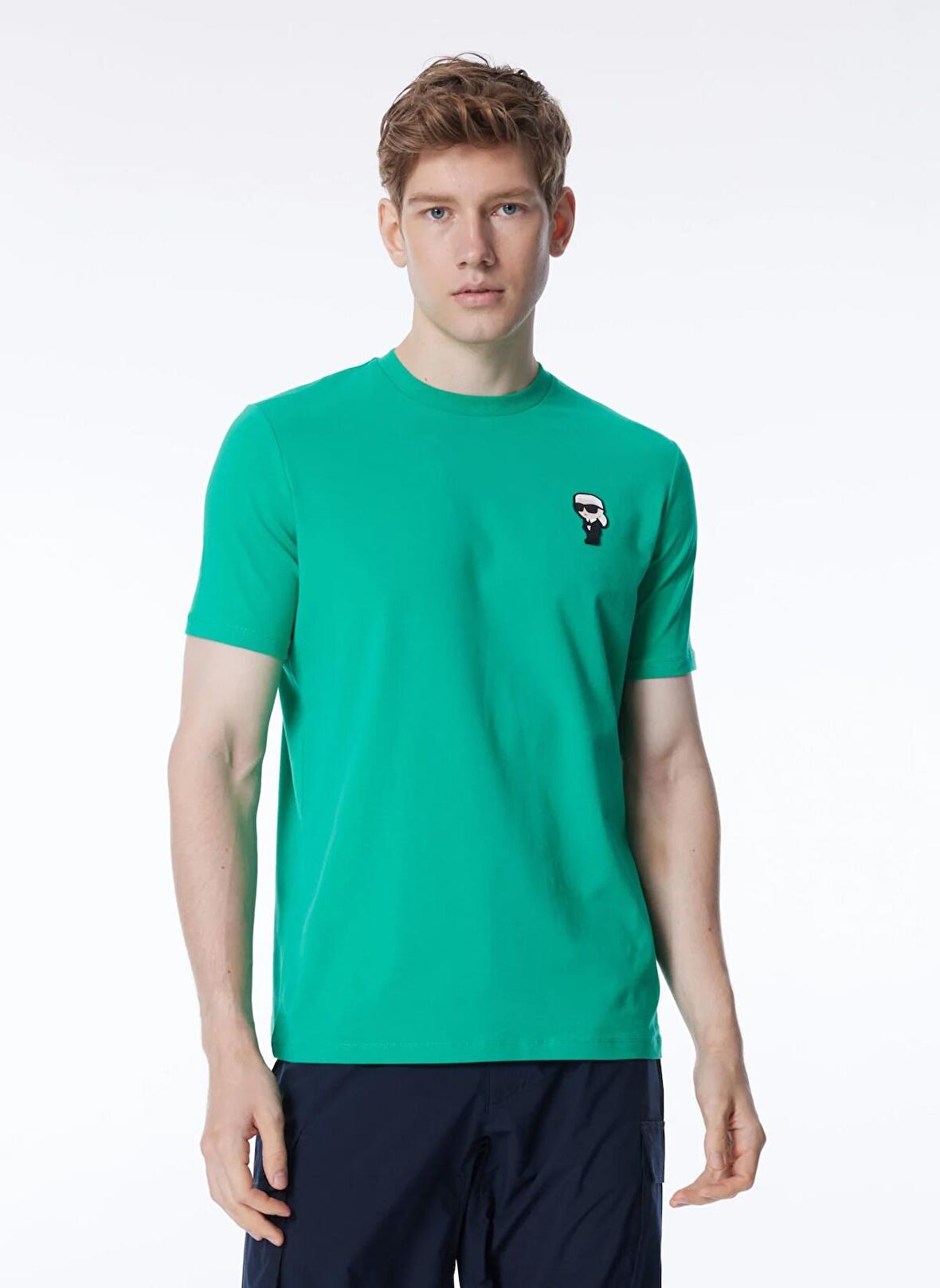 KARL LAGERFELD Bisiklet Yaka Yeşil Erkek T-Shirt 755023542221