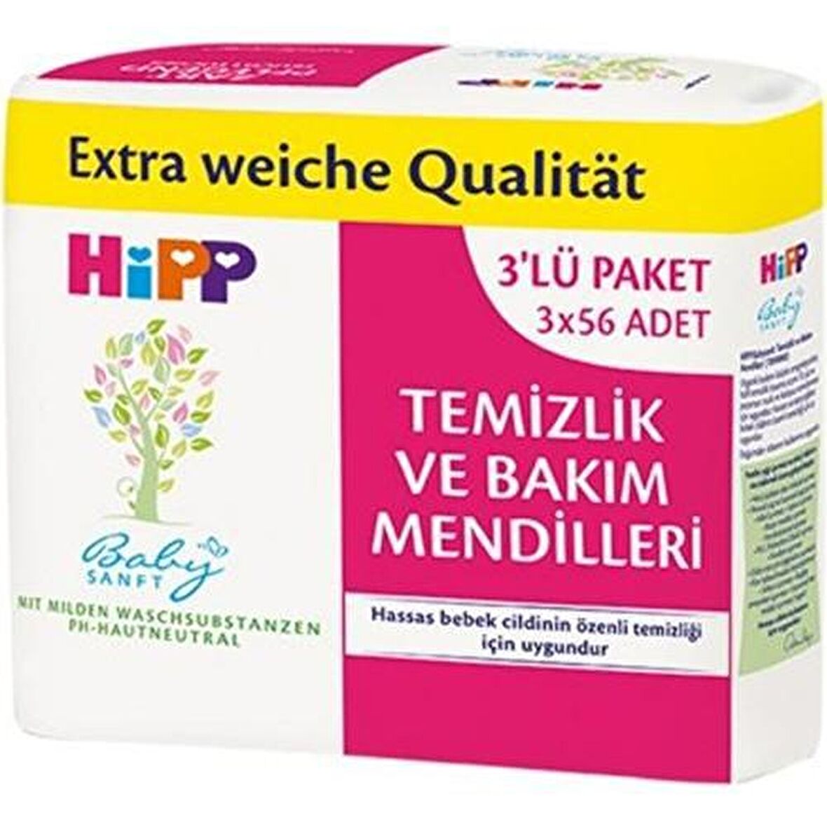 Hipp Baby Sanft Yenidoğan Alkolsüz 3 x 56 Yaprak 3 Paket Islak Mendil