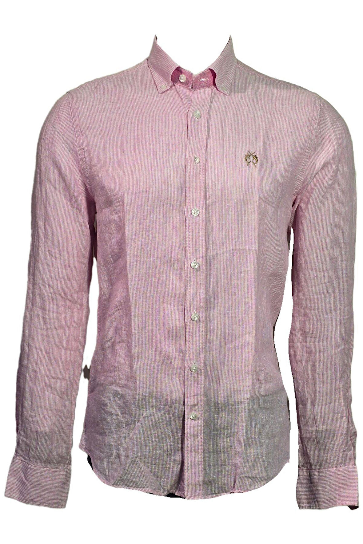Campione 1709728 Erkek Çizgili Keten Gömlek Pink