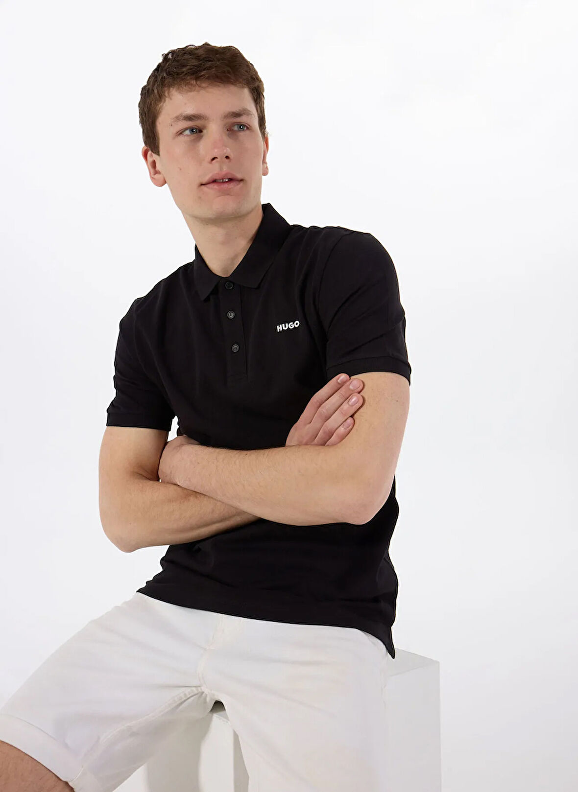 Hugo Düz Siyah Erkek Polo T-Shirt 50466182_Donos222 10231467 01