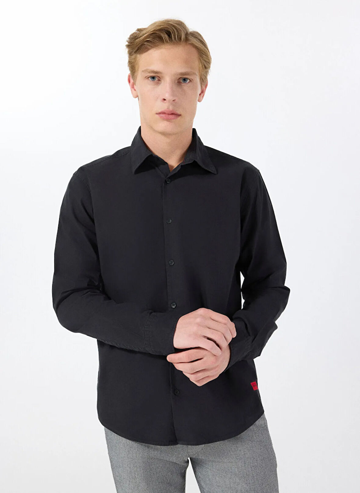Hugo Slim Fit Siyah Düz Erkek Gömlek 50500216_Ermo 10252145 01