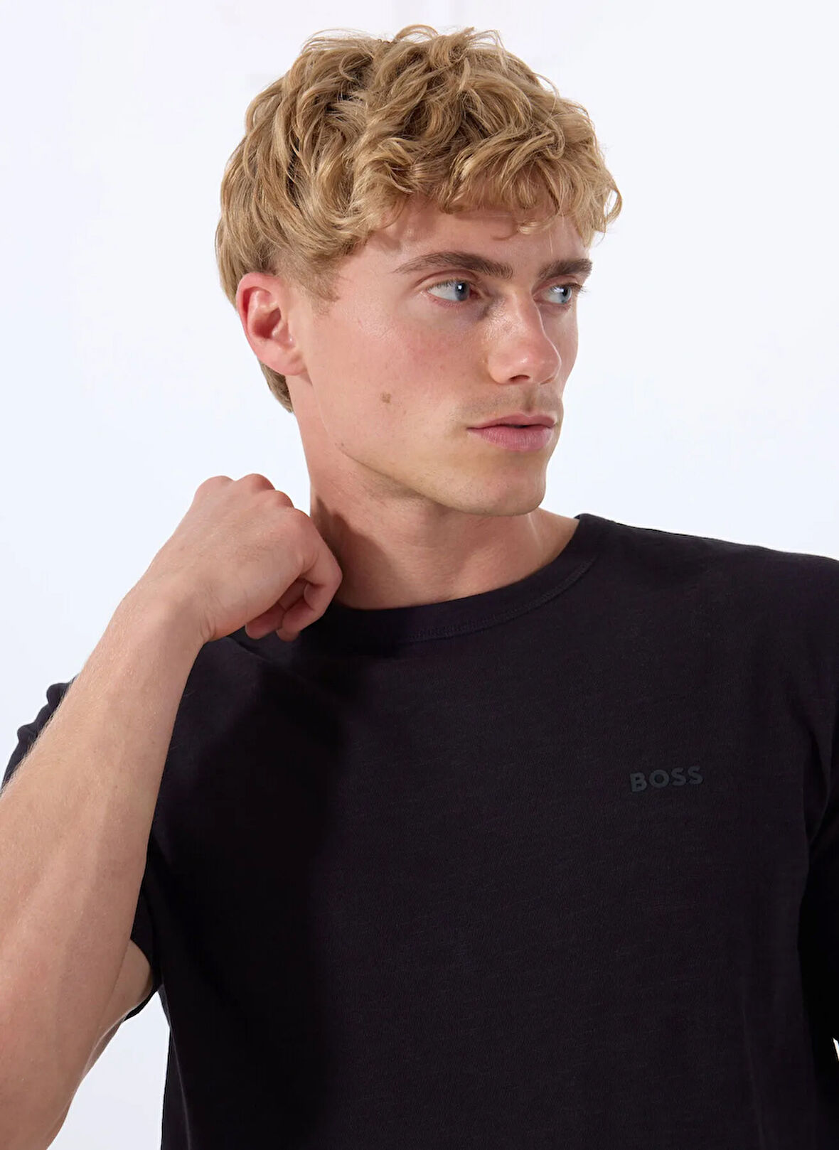 Boss Bisiklet Yaka Siyah Erkek T-Shirt Tegood