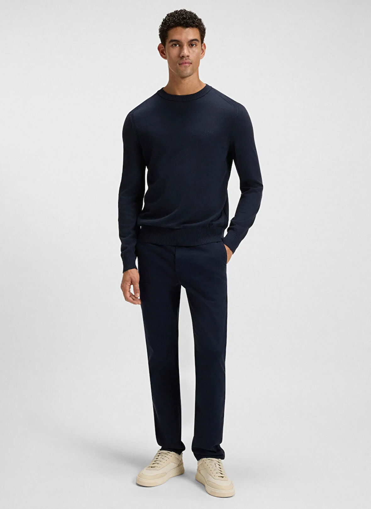 Boss Bisiklet Yaka Regular Fit Lacivert Erkek Kazak Asac_C