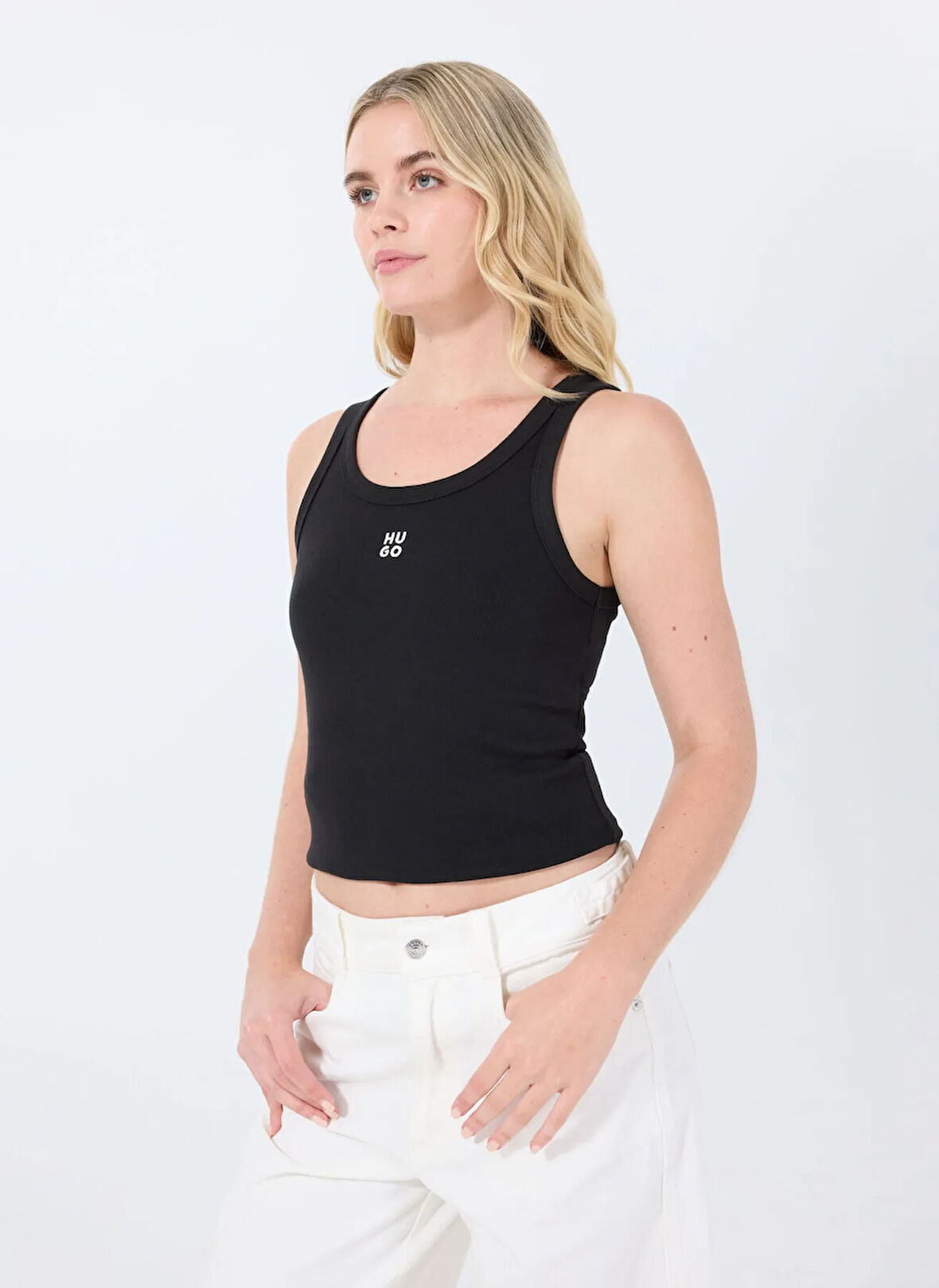 Hugo Bisiklet Yaka Düz Siyah Kadın Atlet 50514489