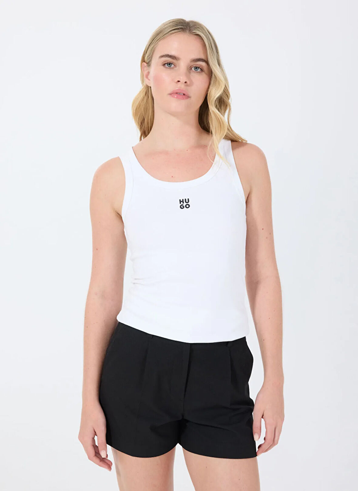 Hugo Bisiklet Yaka Düz Beyaz Kadın Atlet 50514489