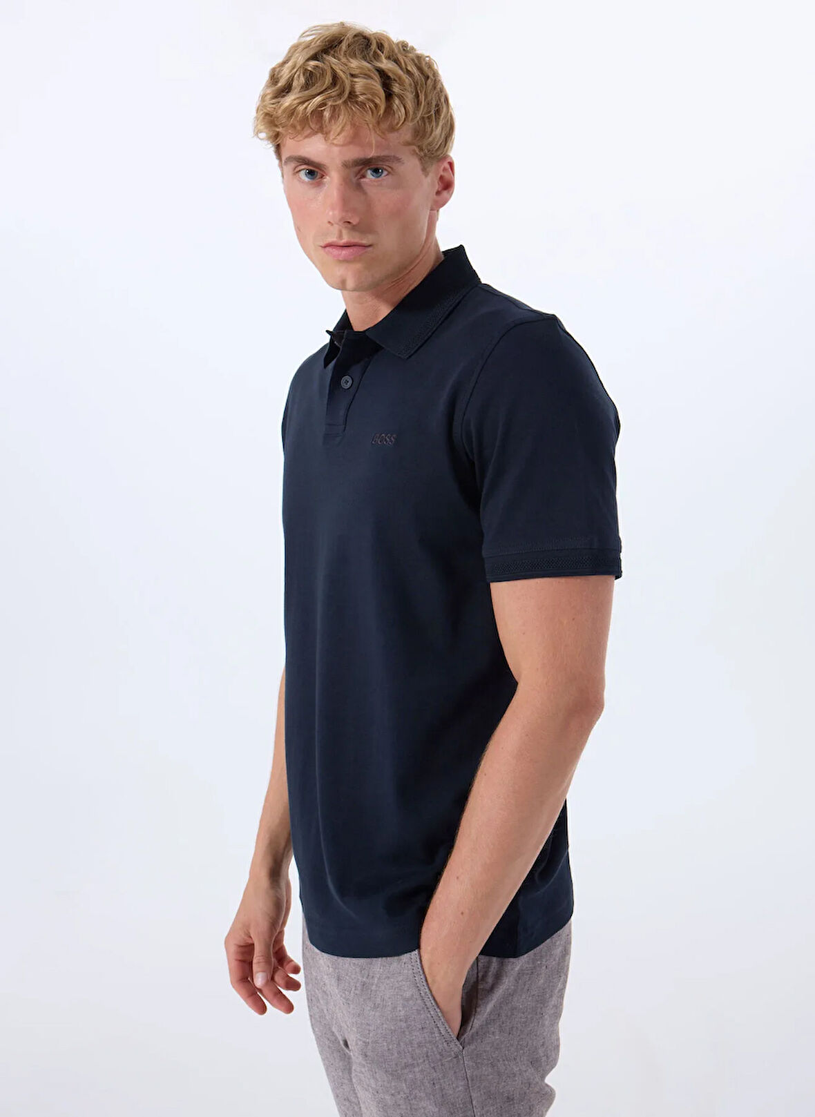 Boss Lacivert Erkek Polo T-Shirt Pe_Interlock