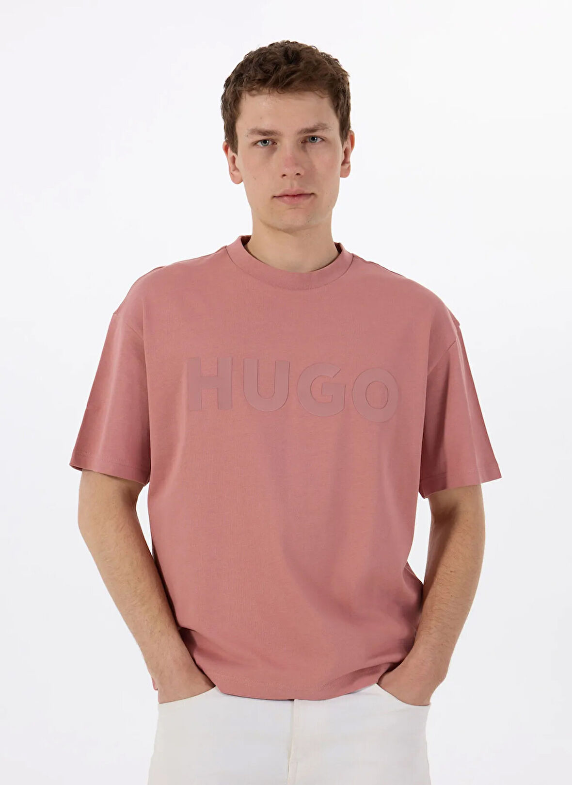 Hugo Bisiklet Yaka Düz Pembe Erkek T-Shirt 50525765_Dinkee 10259511 01
