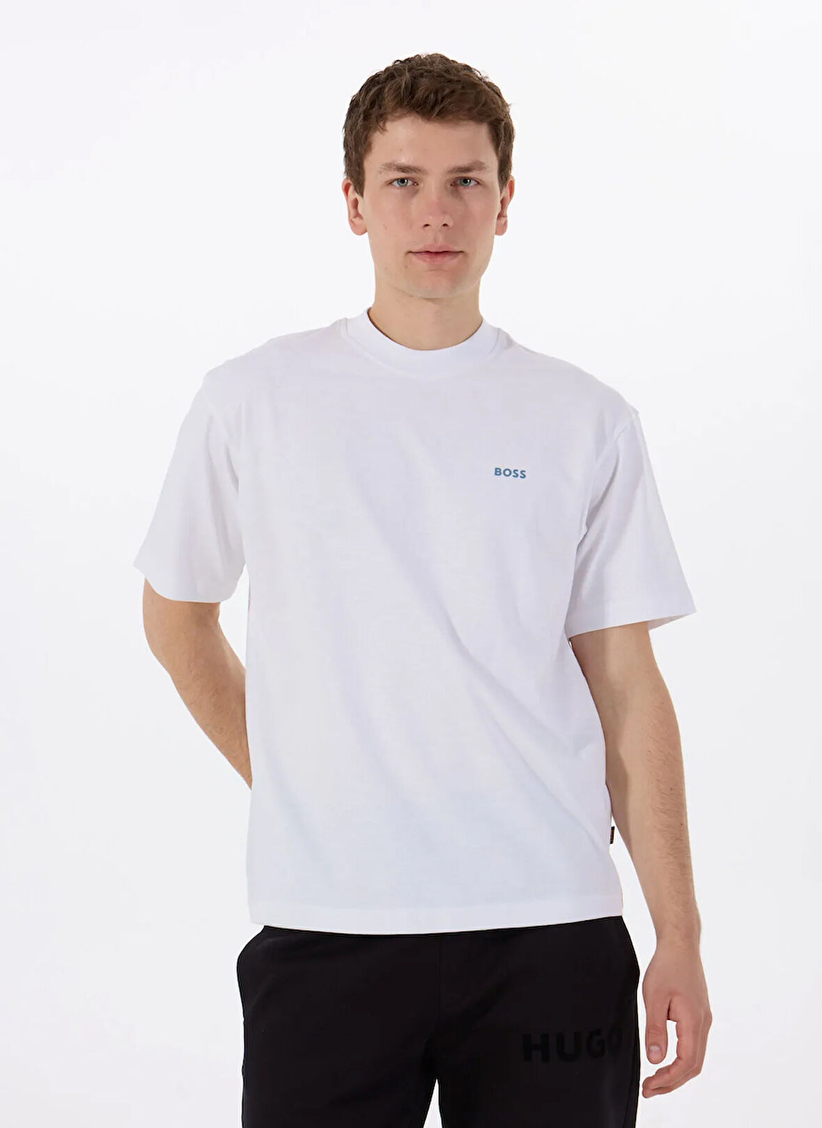 Boss Bisiklet Yaka Beyaz Erkek T-Shirt Te_numbers