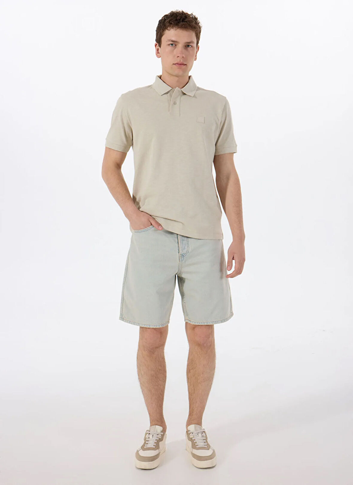 Boss Bej Erkek Polo T-Shirt Pe_linenlogo