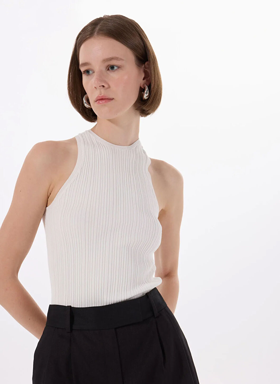 Hugo Bisiklet Yaka Düz Ekru Kadın Atlet 50539890