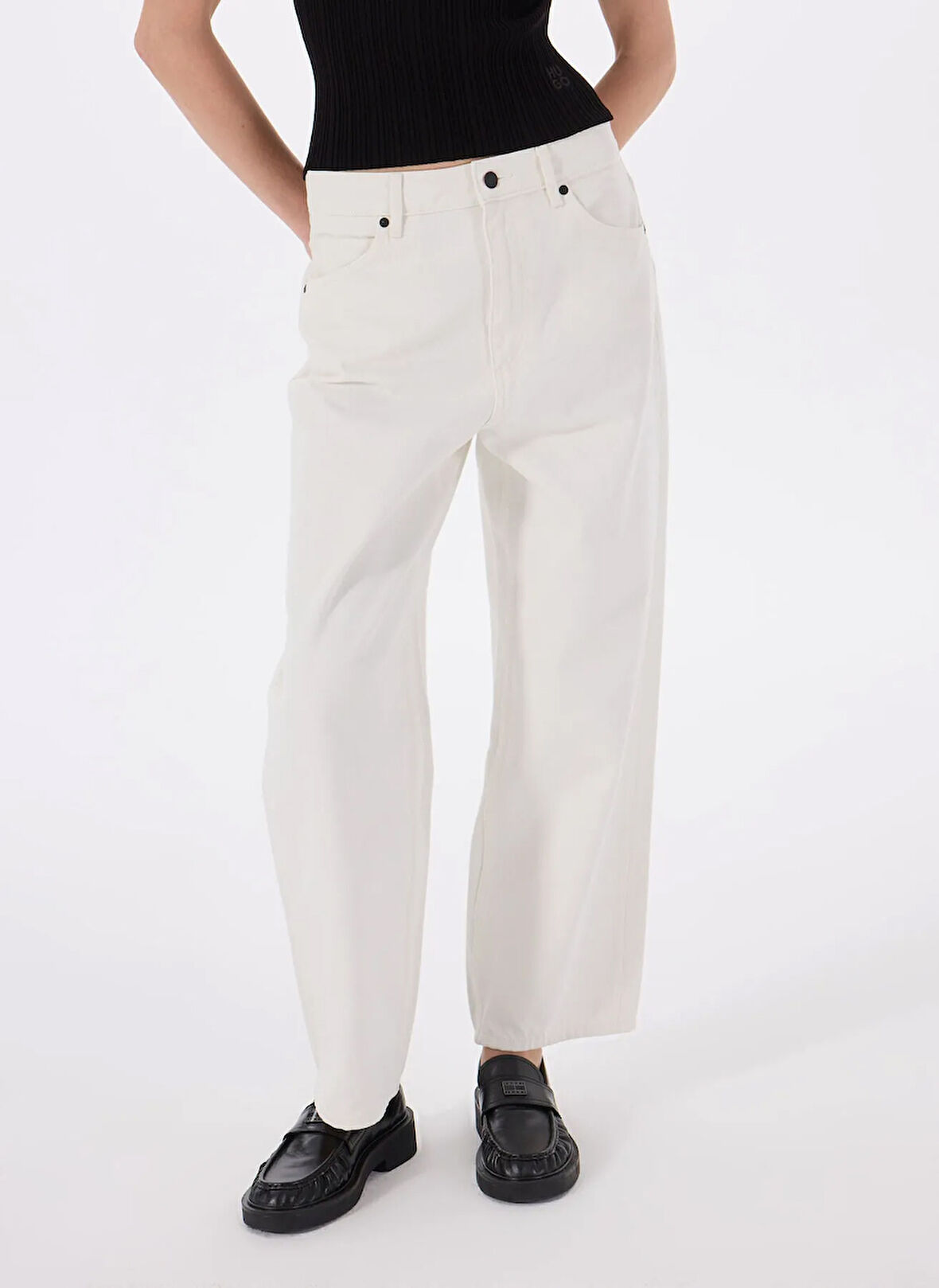 Hugo Yüksek Bel Normal Paça Modern Fit Ekru Kadın Denim Pantolon 50535134