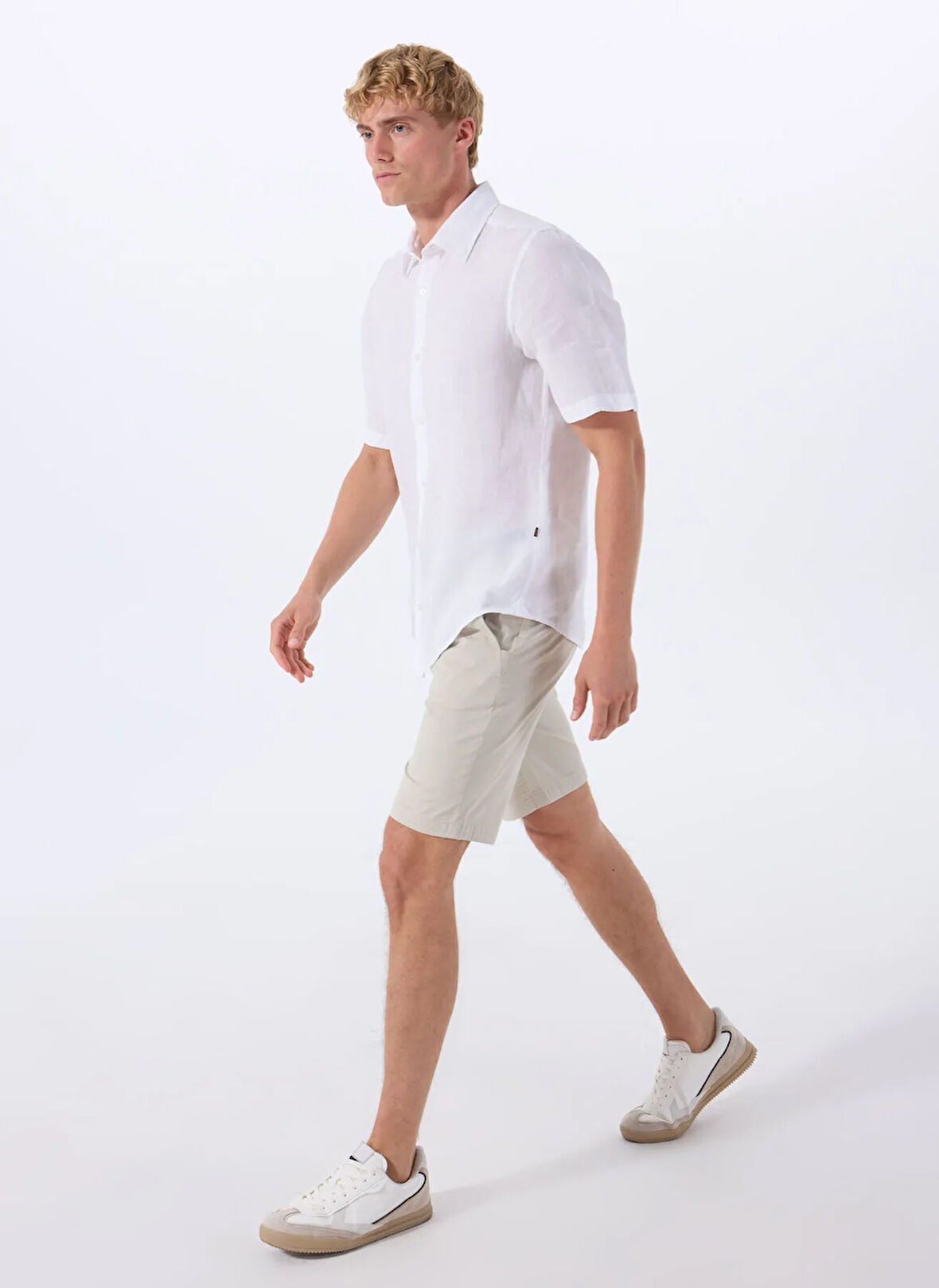 Bej Erkek Normal Bel Slim Fit Şort Chino_Slim_Shorts