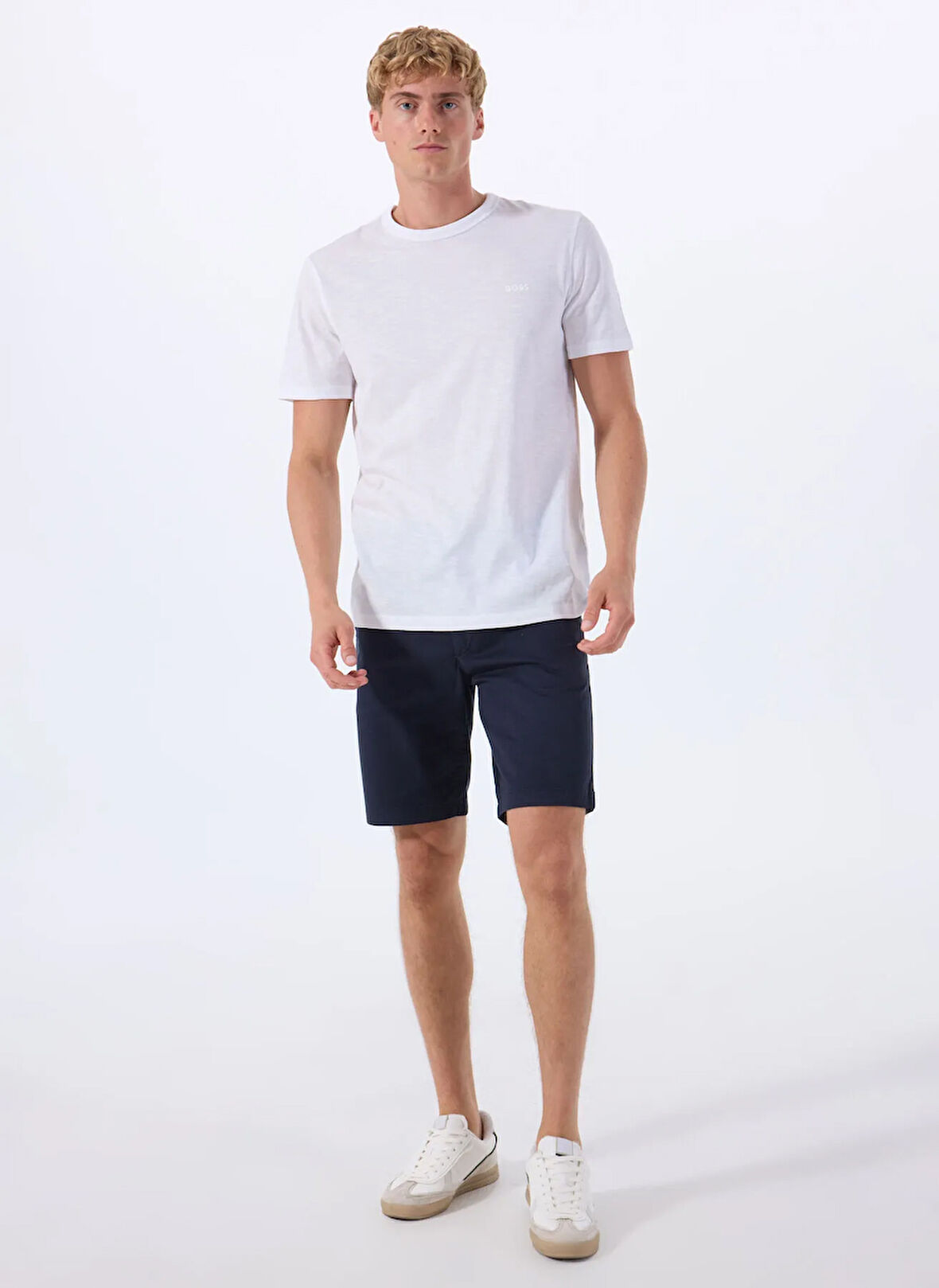 Lacivert Erkek Normal Bel Slim Fit Şort Chino_Slim_Shorts