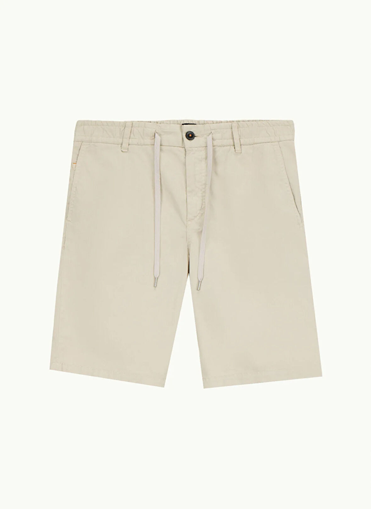 Bej Erkek Bağlamalı Bel Tapered Fit Şort Chino-tapered