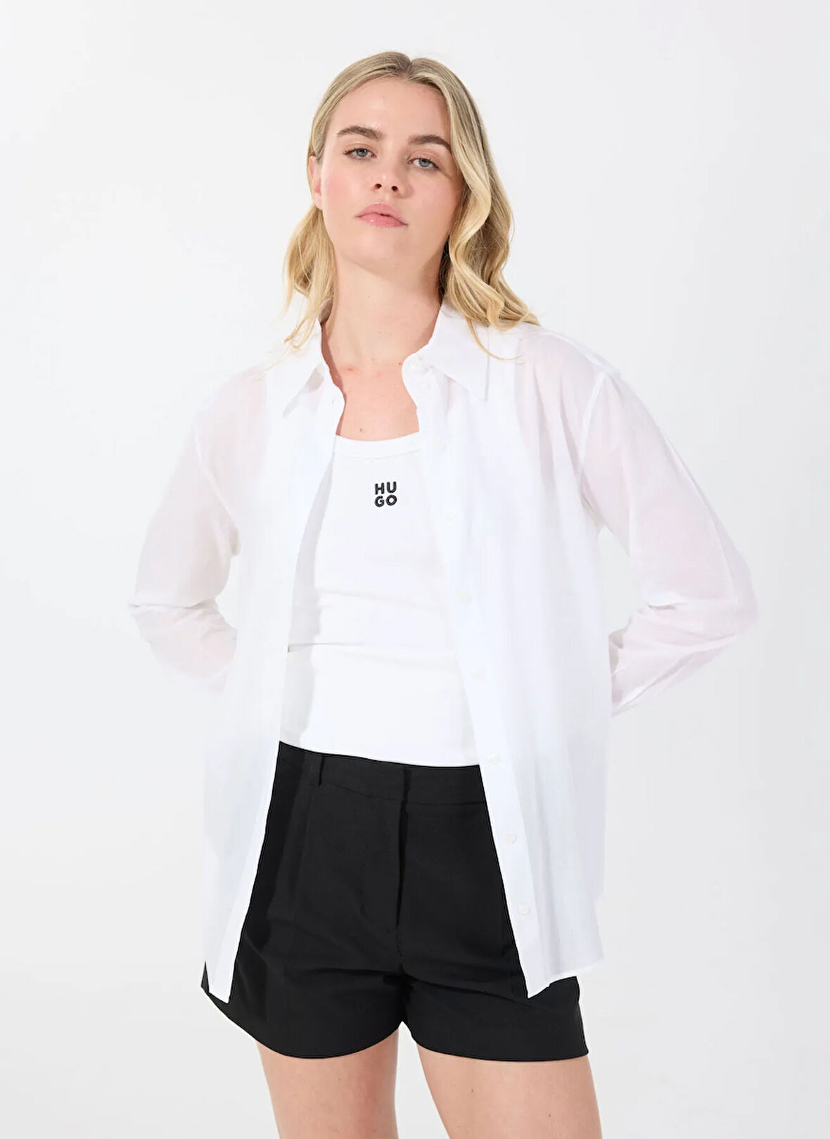 Boss Normal Gömlek Yaka Düz Beyaz Kadın Gömlek 50540813