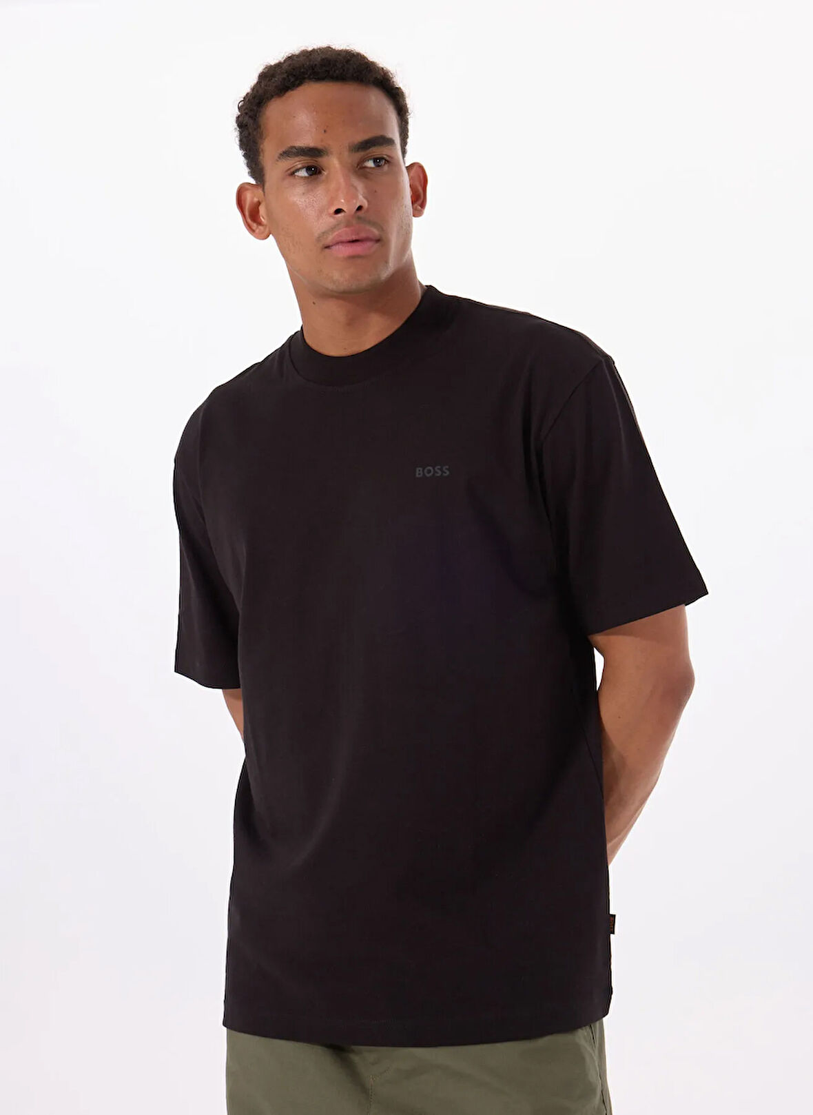 Boss Bisiklet Yaka Siyah Erkek T-Shirt Te_numbers
