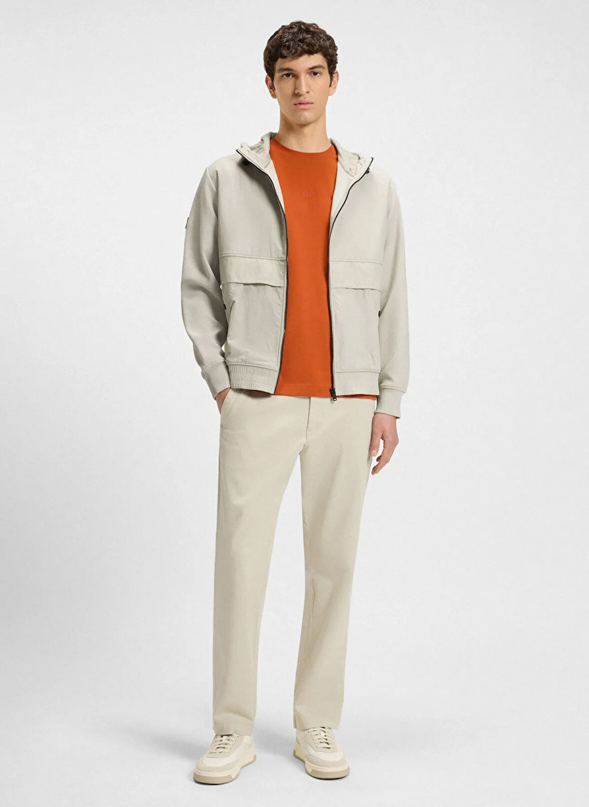 Boss Kapüşon Yaka Bej Erkek Sweatshırt Ze__hood