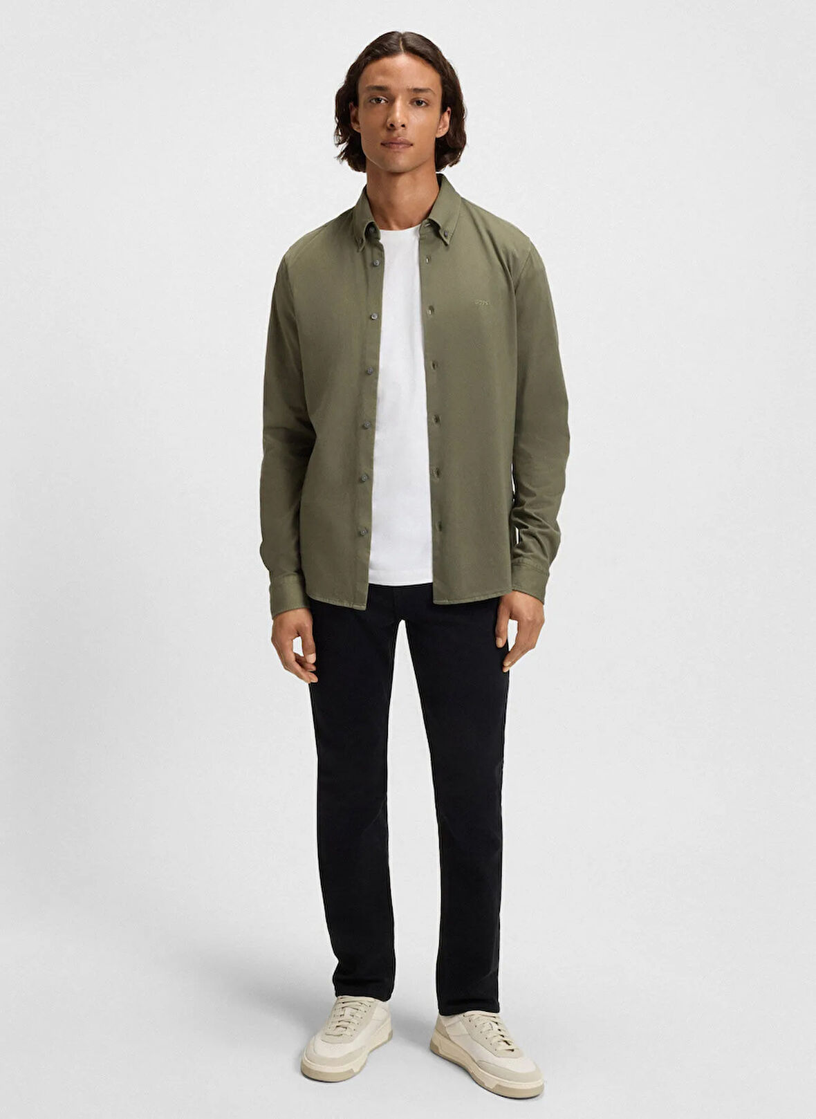 Boss Slim Fit Gömlek Yaka Haki Erkek Gömlek Myjersey_M