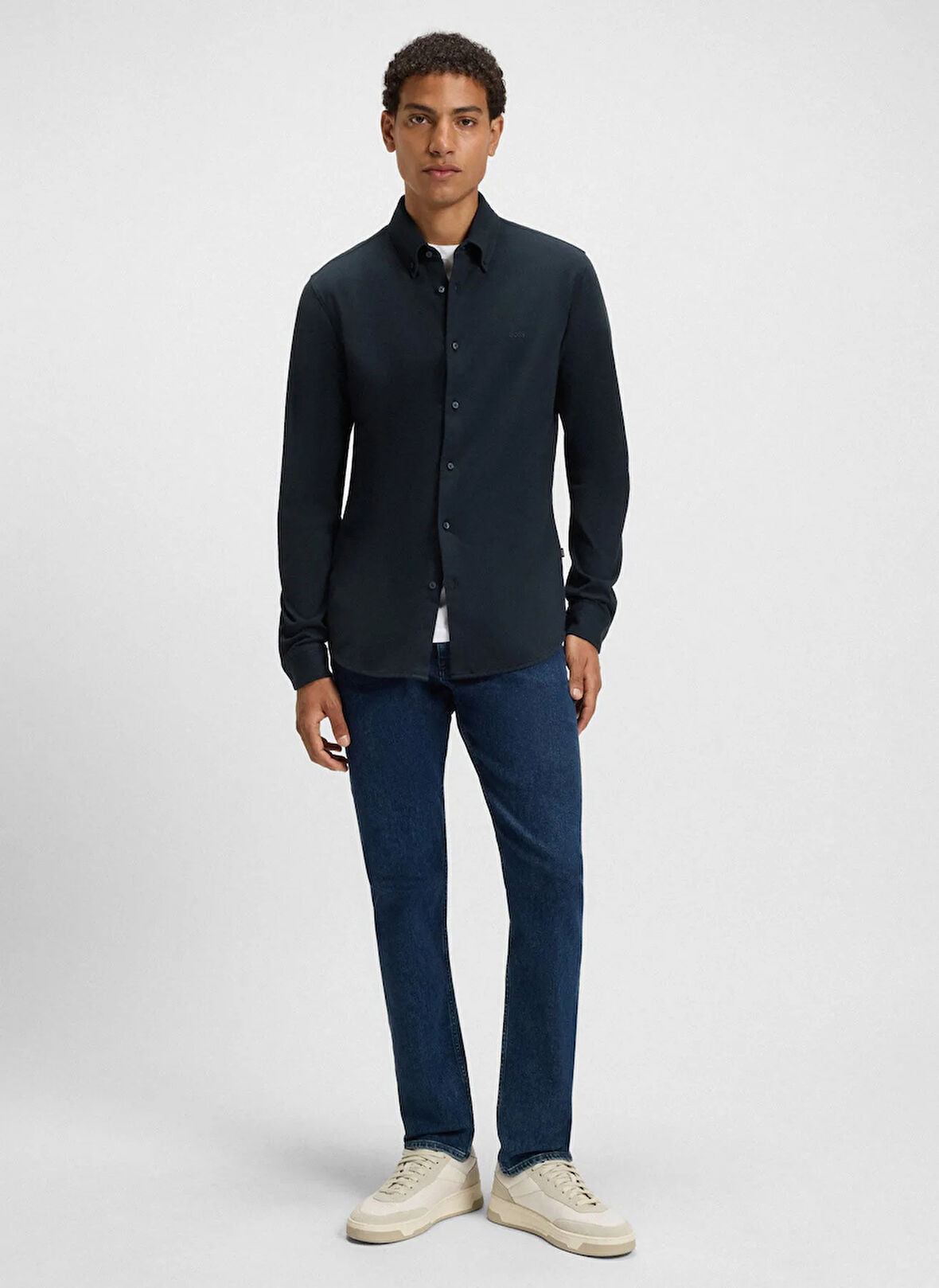 Boss Slim Fit Gömlek Yaka Lacivert Erkek Gömlek Myjersey_M