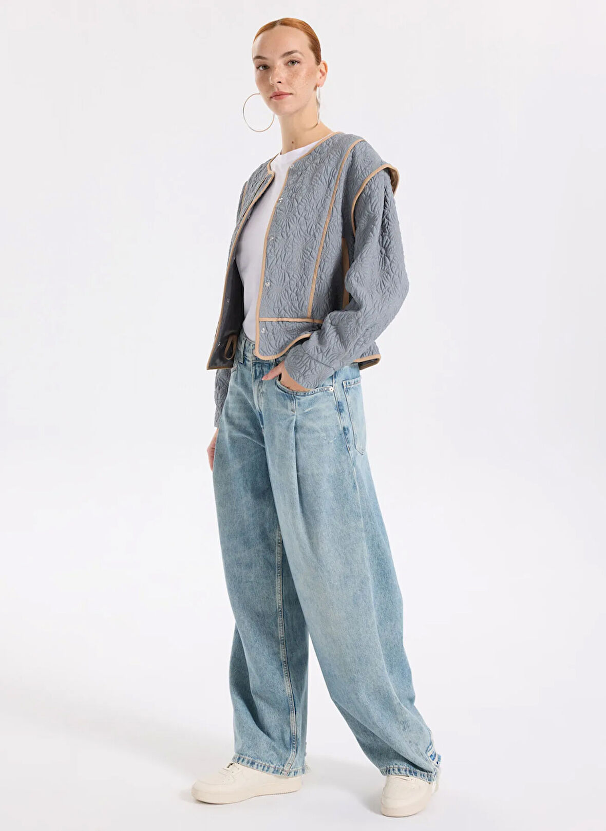 Boss Yüksek Bel Düz Paça Standart Mavi Kadın Denim Pantolon 50542435