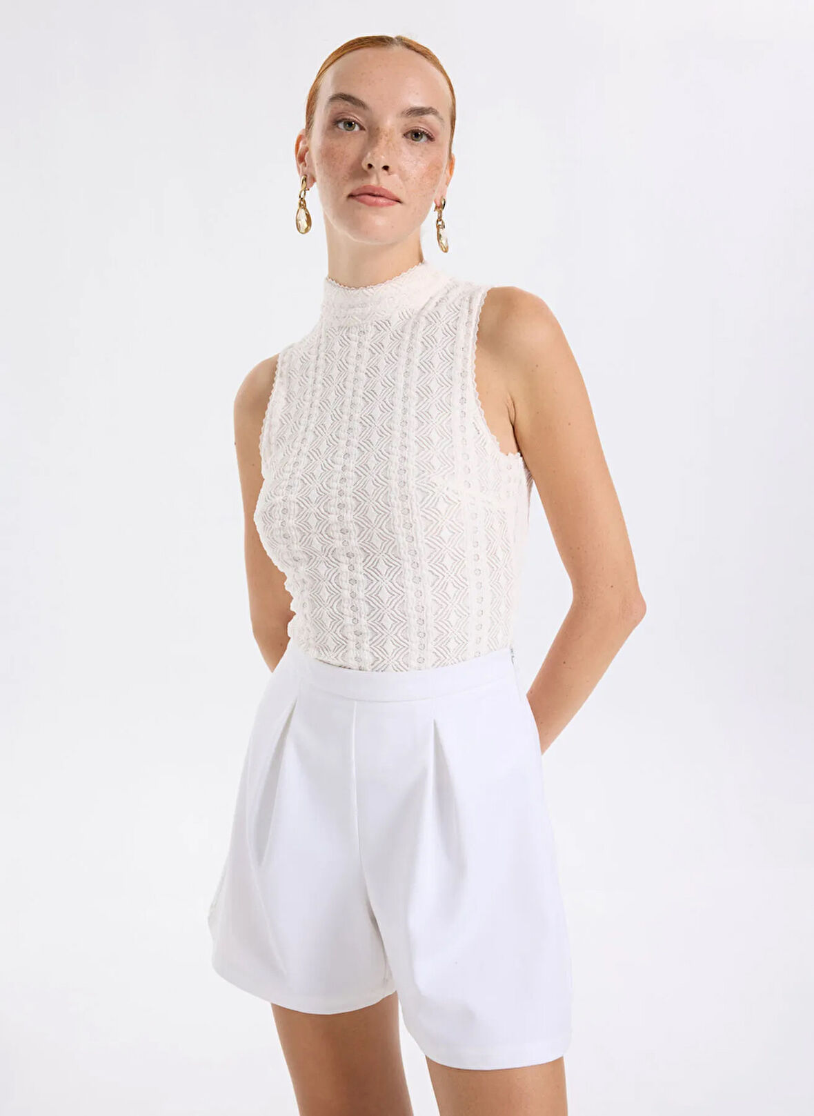 Boss Balıkçı Yaka Beyaz Kadın Bluz 50543556