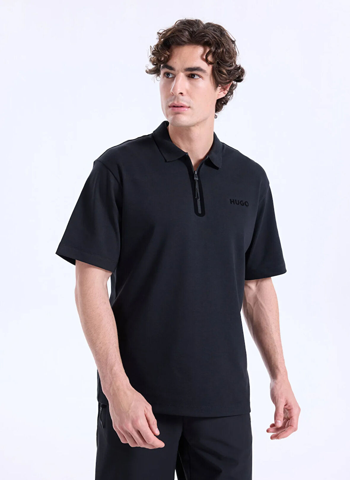 Hugo Düz Siyah Erkek Polo T-Shirt 50542313_Dubilo