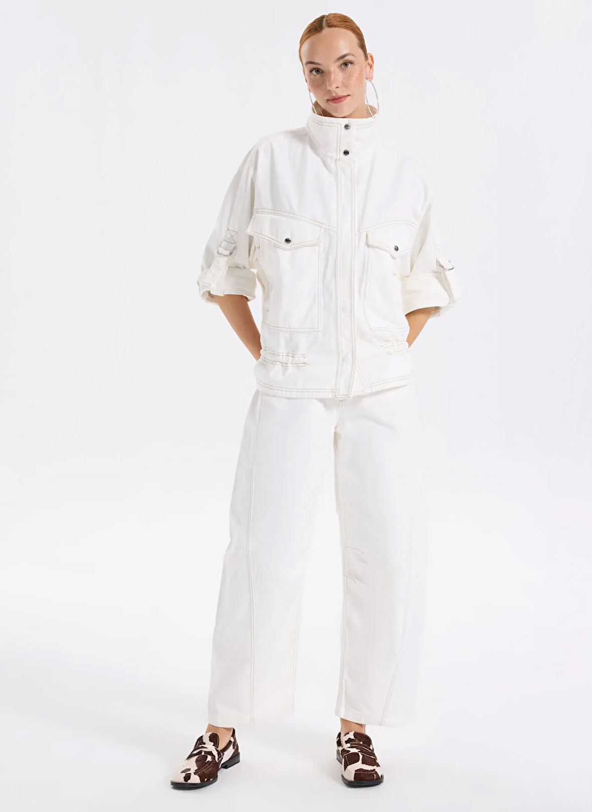 Boss Yüksek Bel Standart Beyaz Kadın Pantolon 50544537